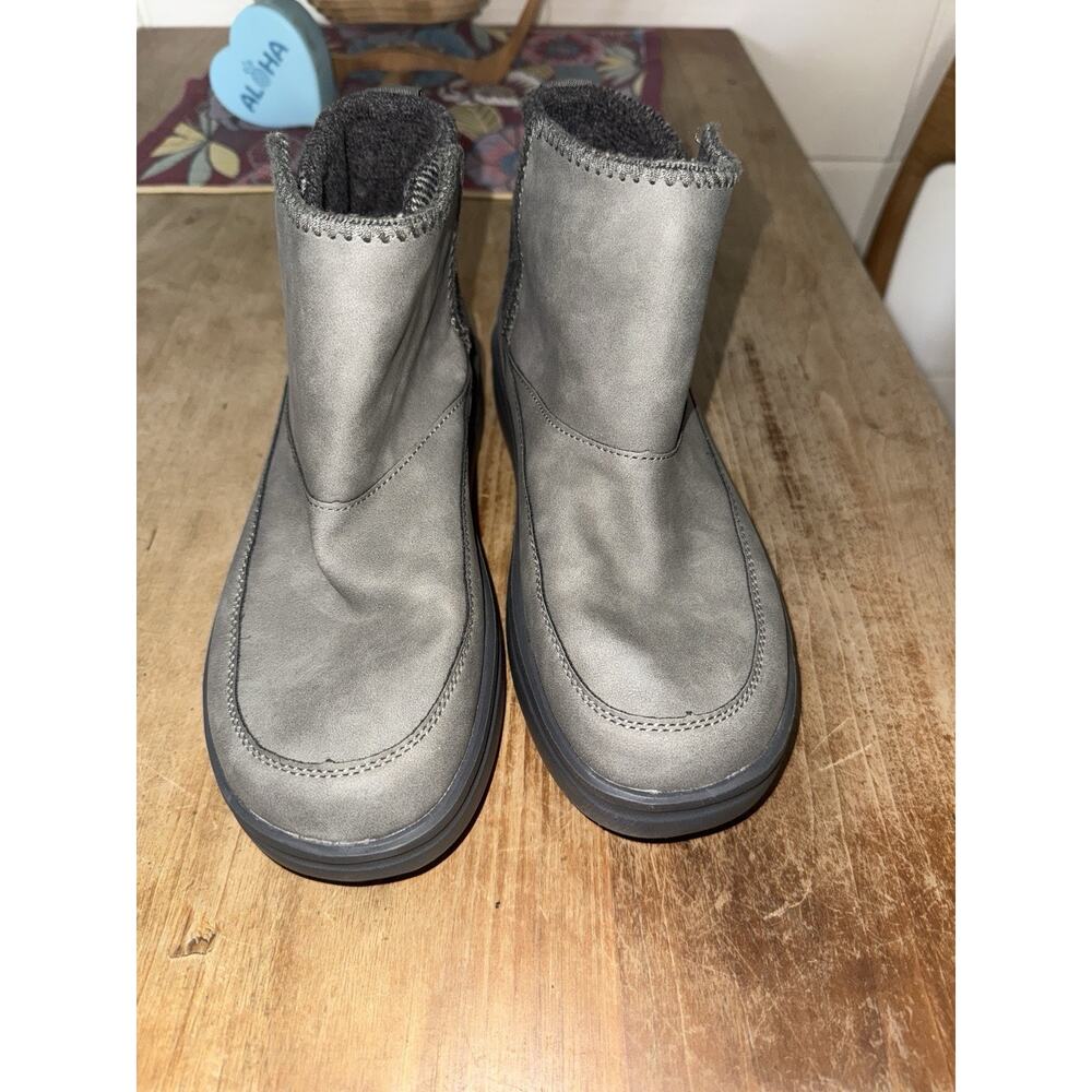 Hey Dude Mel Suede Boots Women 9 Stone Gray Ankle Boot Fleece Lined Comfort EU40